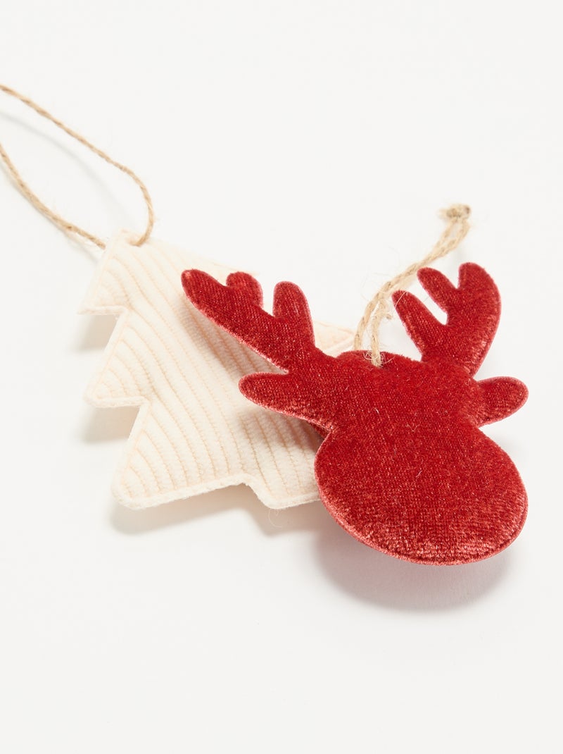 Set van 2 kerstdecoraties van vilt Rood - Kiabi