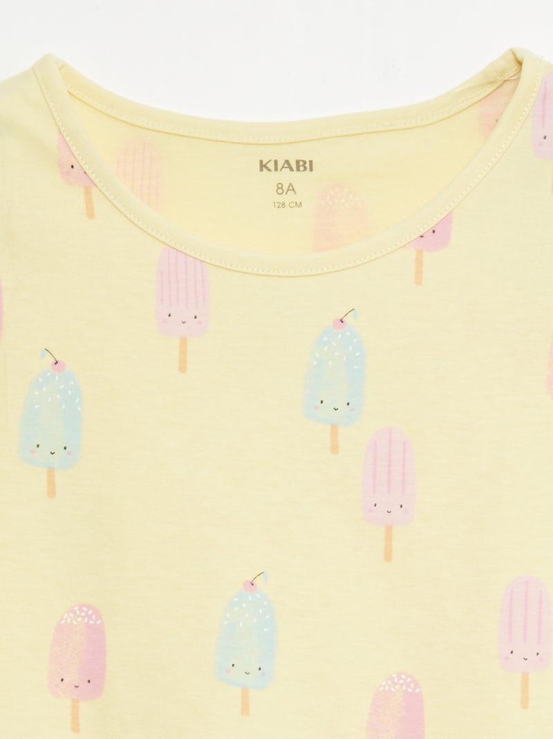 Set van 2 korte pyjamasets van katoenjersey Geel - Kiabi