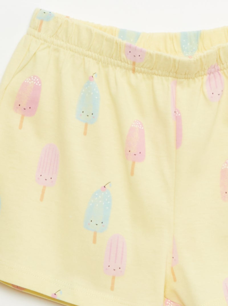 Set van 2 korte pyjamasets van katoenjersey Geel - Kiabi
