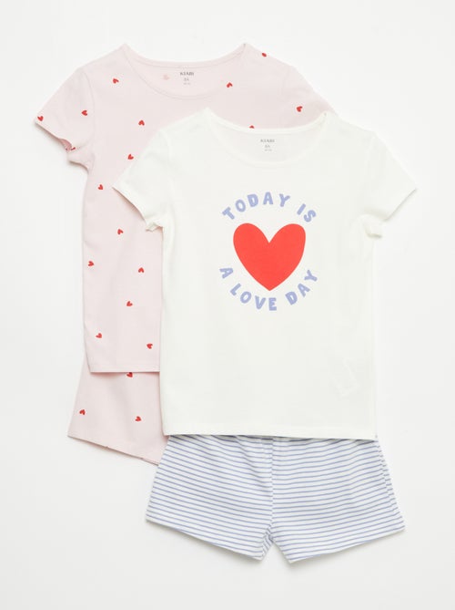 Set van 2 korte pyjamasets van katoenjersey - Kiabi