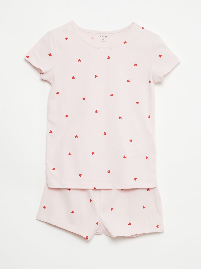 Set van 2 korte pyjamasets van katoenjersey Rose - Kiabi