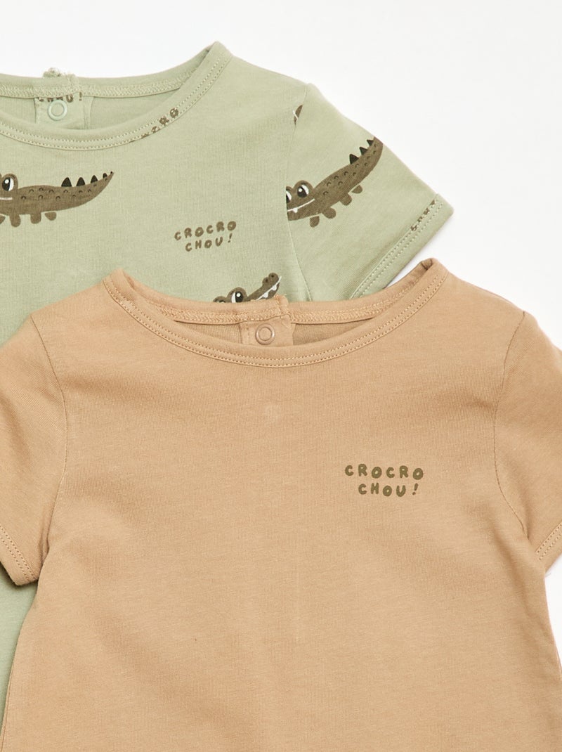 Set van 2 korte rompertjes van jersey Groen - Kiabi