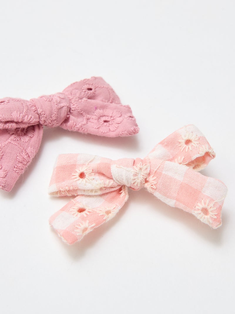 Set van 2 krokodillenklemmen met strik Rose - Kiabi