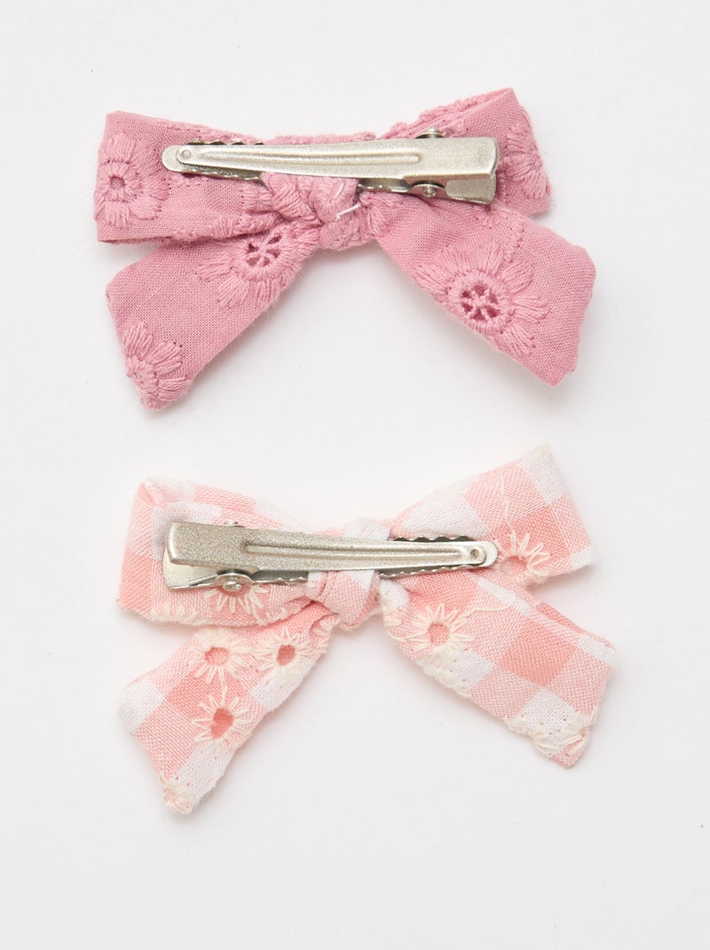 Set van 2 krokodillenklemmen met strik Rose - Kiabi