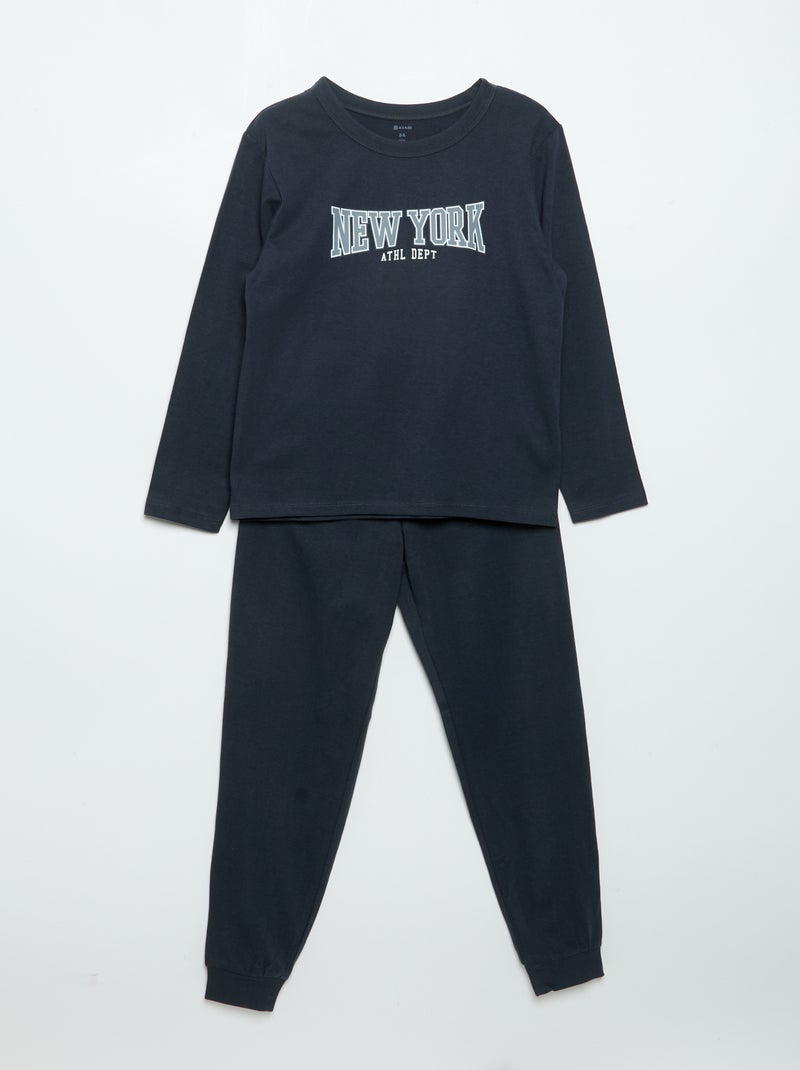 Set van 2 lange pyjama's van jerseytricot Blauw - Kiabi
