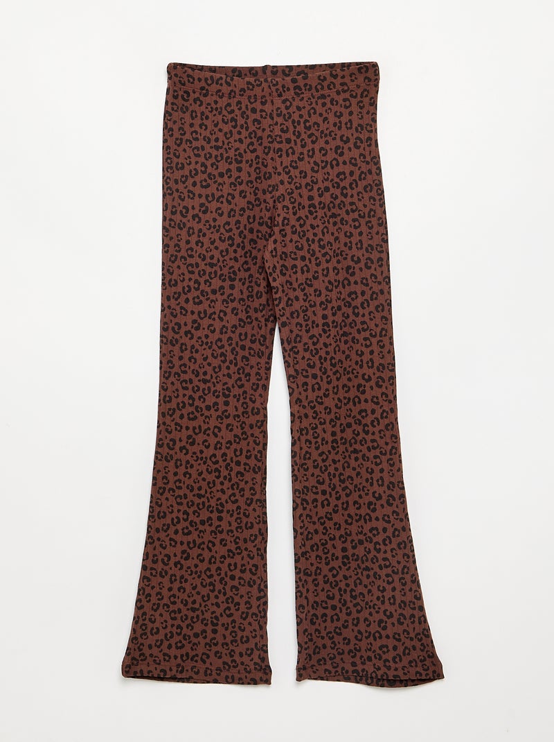 Set van 2 leggings - 1 effen + 1 met print Bruin - Kiabi