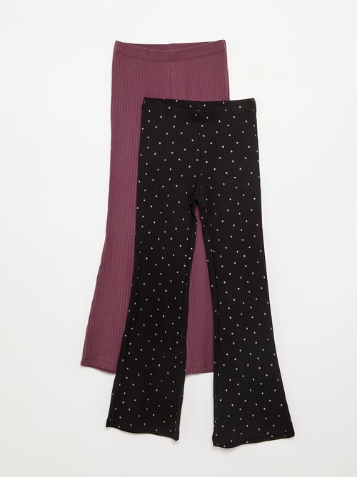 Set van 2 leggings - 1 effen + 1 met print - Kiabi