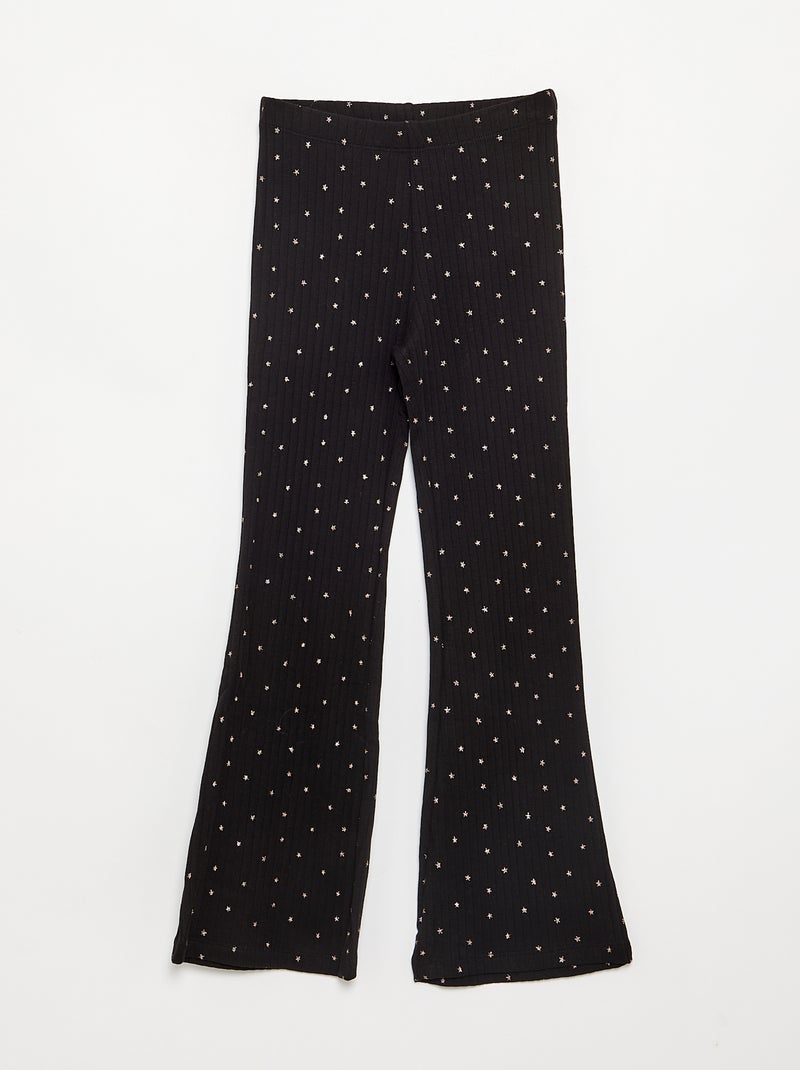 Set van 2 leggings - 1 effen + 1 met print Zwart - Kiabi