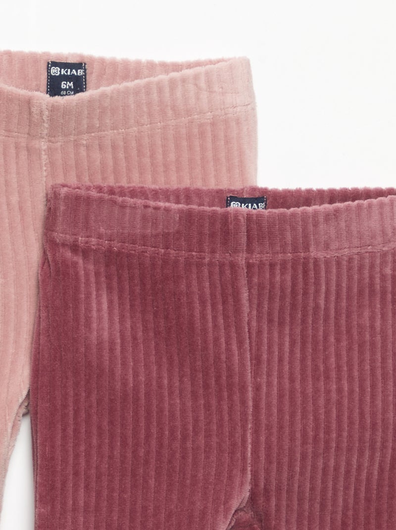 Set van 2 leggings van ribfluweel Rose - Kiabi