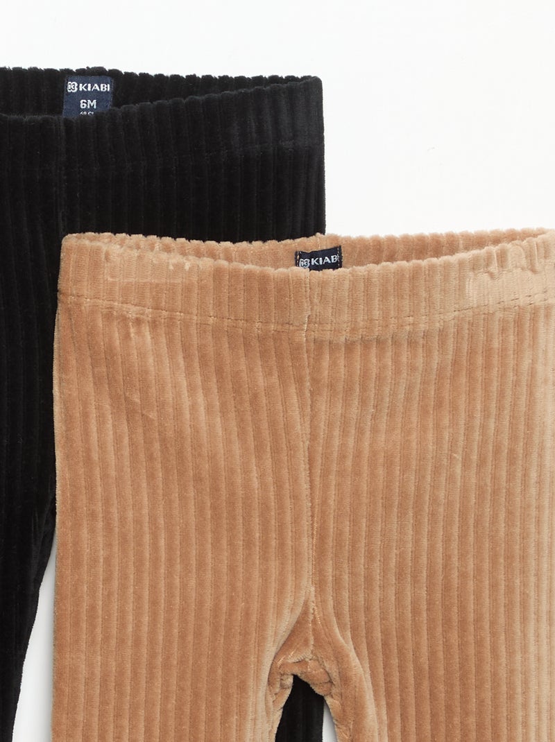 Set van 2 leggings van ribfluweel Zwart - Kiabi