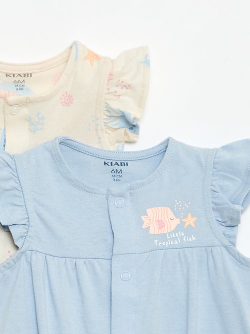 Set van 2 luchtige slaappakken met ruches bij de armsgaten - Kiabi