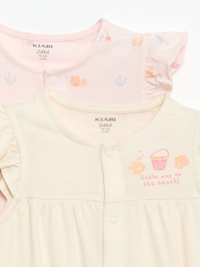 Set van 2 luchtige slaappakken met ruches bij de armsgaten Rose - Kiabi