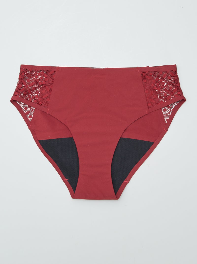 Set van 2 menstruatiebroekjes voor lichte menstruatie ROOD - Kiabi
