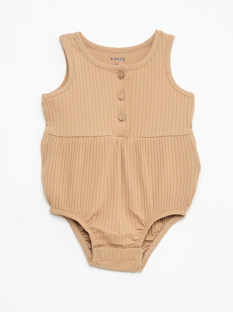 Set van 2 mouwloze rompers Biege - Kiabi