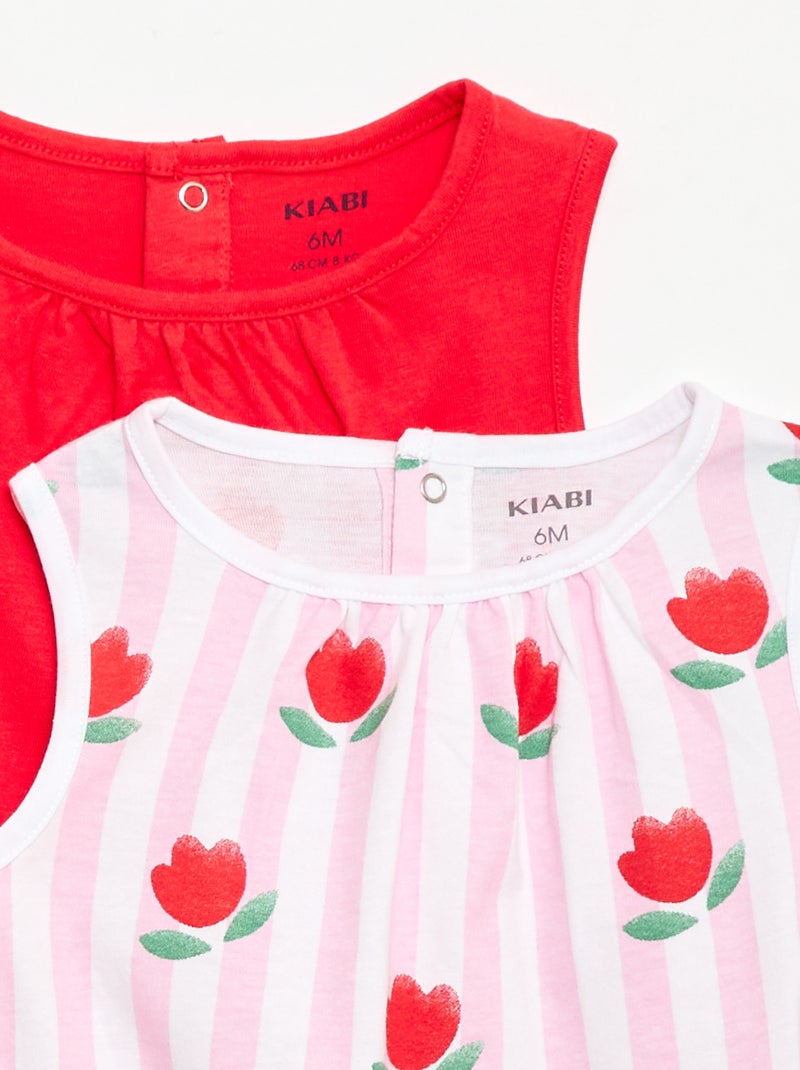 Set van 2 mouwloze rompertjes Rose - Kiabi