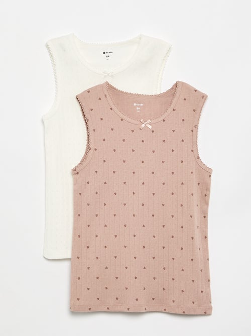 Set van 2 mouwloze shirts van pointelletricot - Kiabi