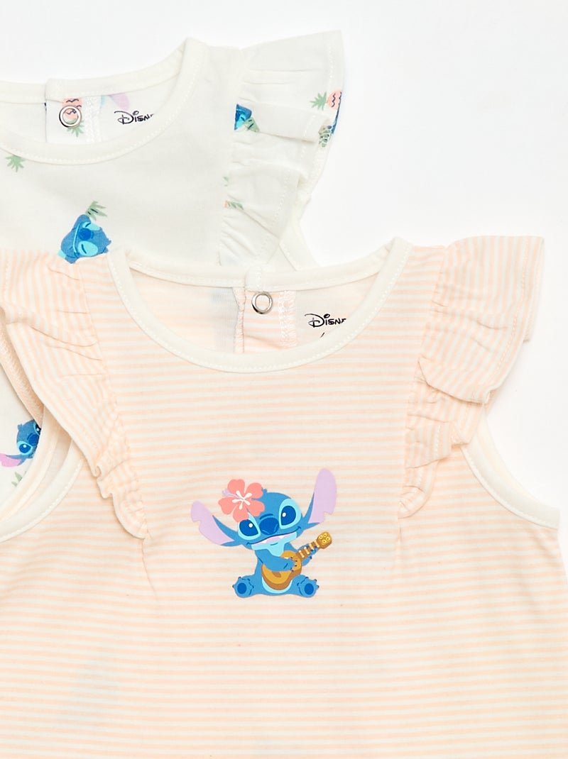 Set van 2 mouwloze 'Stitch' 'Disney' rompertjes Wit - Kiabi