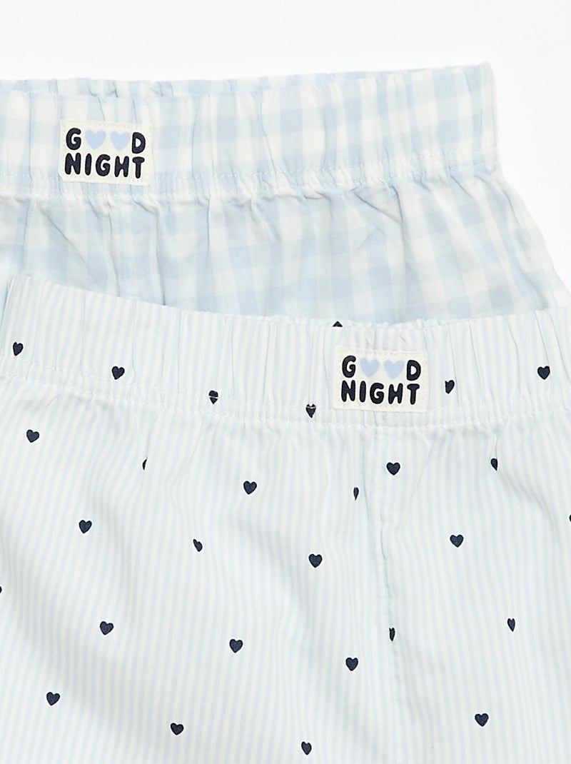 Set van 2 nachtshorts van katoenpopeline Blauw - Kiabi