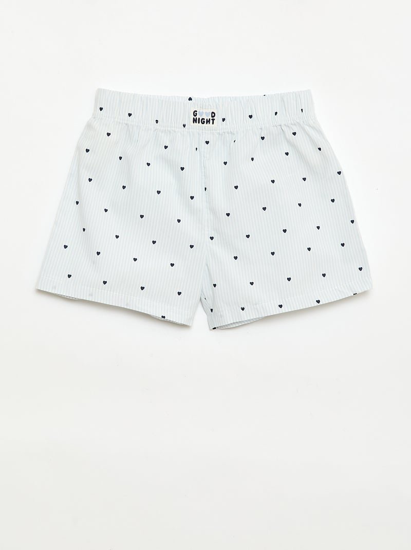 Set van 2 nachtshorts van katoenpopeline Blauw - Kiabi