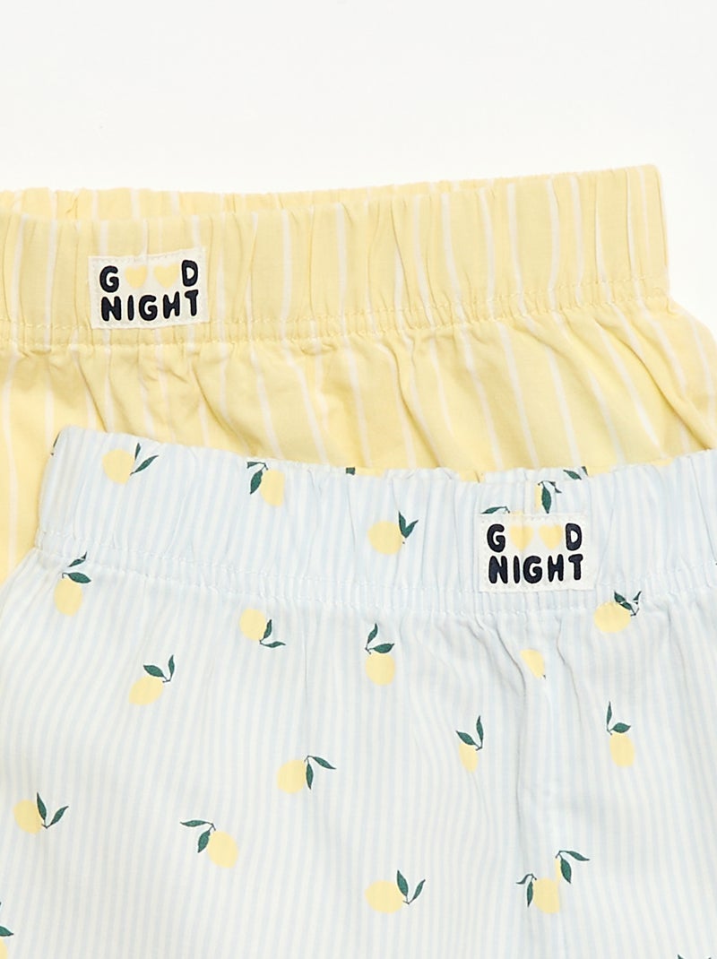 Set van 2 nachtshorts van katoenpopeline Geel - Kiabi