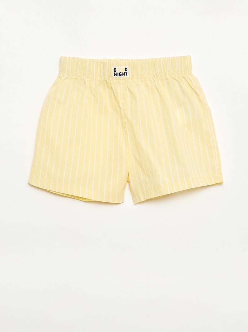 Set van 2 nachtshorts van katoenpopeline Geel - Kiabi