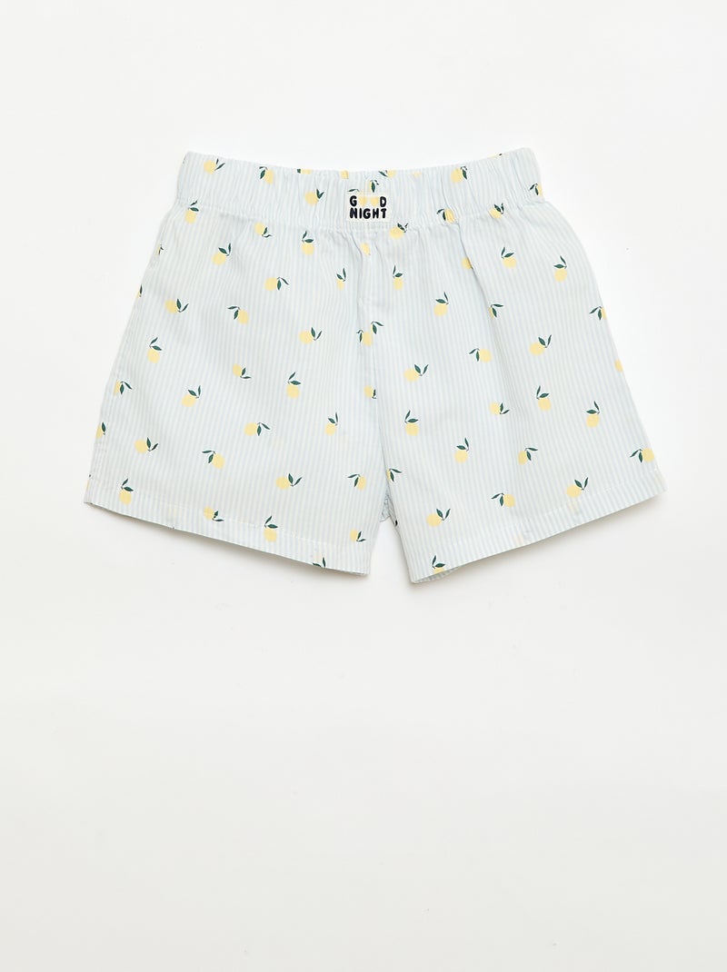 Set van 2 nachtshorts van katoenpopeline Geel - Kiabi