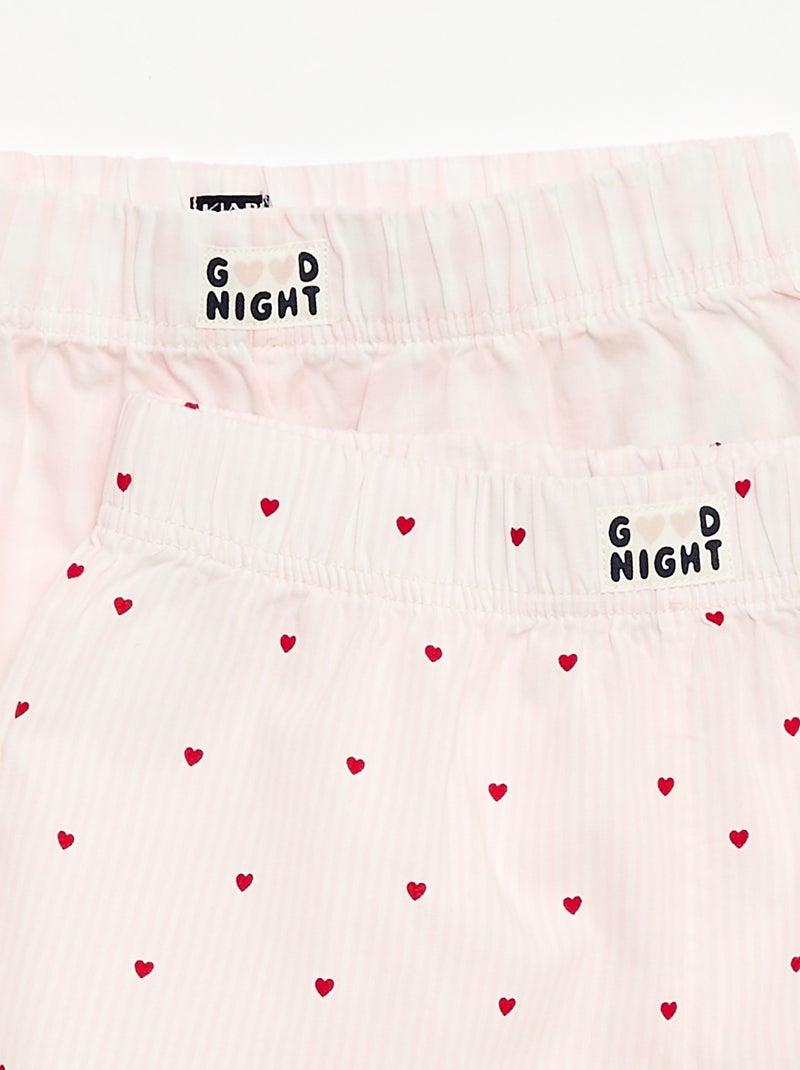 Set van 2 nachtshorts van katoenpopeline Rose - Kiabi