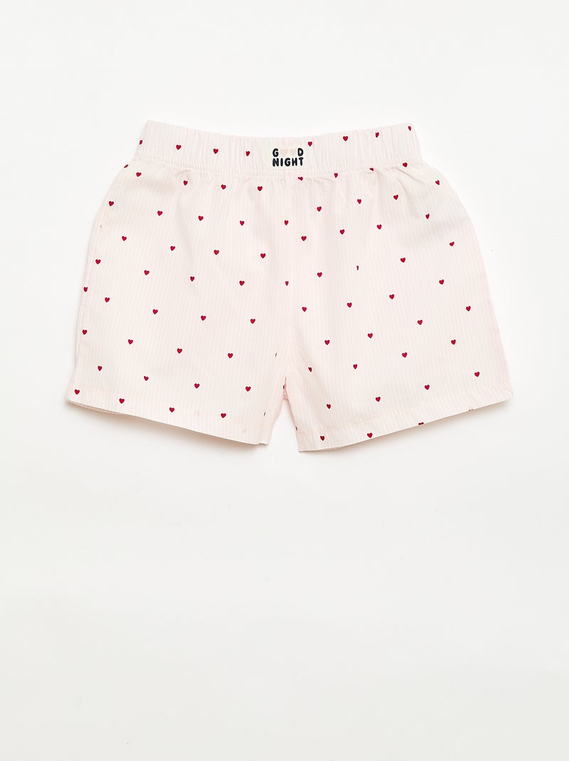 Set van 2 nachtshorts van katoenpopeline Rose - Kiabi