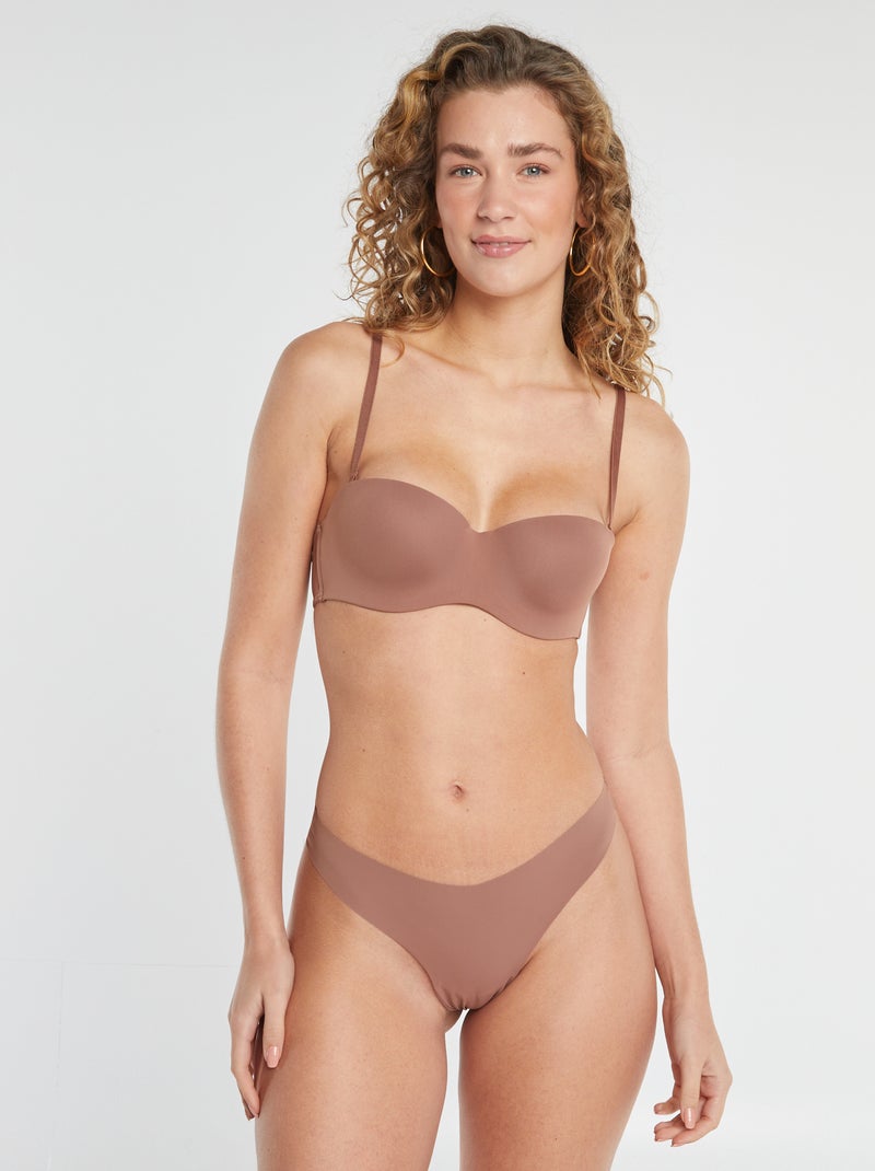 Set van 2 onzichtbare tangaslips in microvezel BRUIN - Kiabi