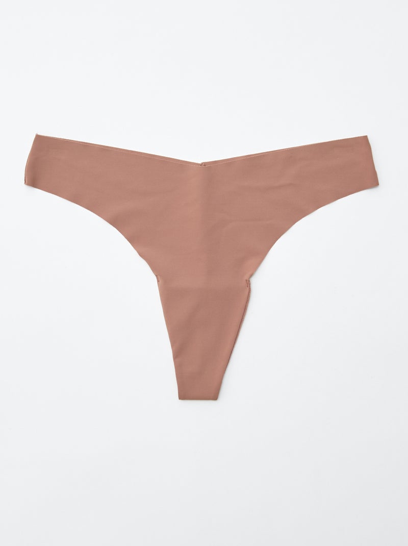 Set van 2 onzichtbare tangaslips in microvezel BRUIN - Kiabi