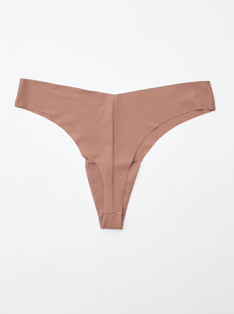 Set van 2 onzichtbare tangaslips in microvezel BRUIN - Kiabi