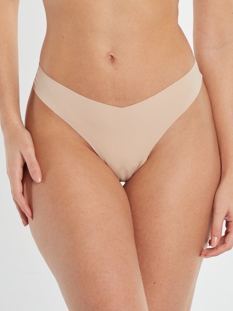 Set van 2 onzichtbare tangaslips in microvezel ROSE - Kiabi