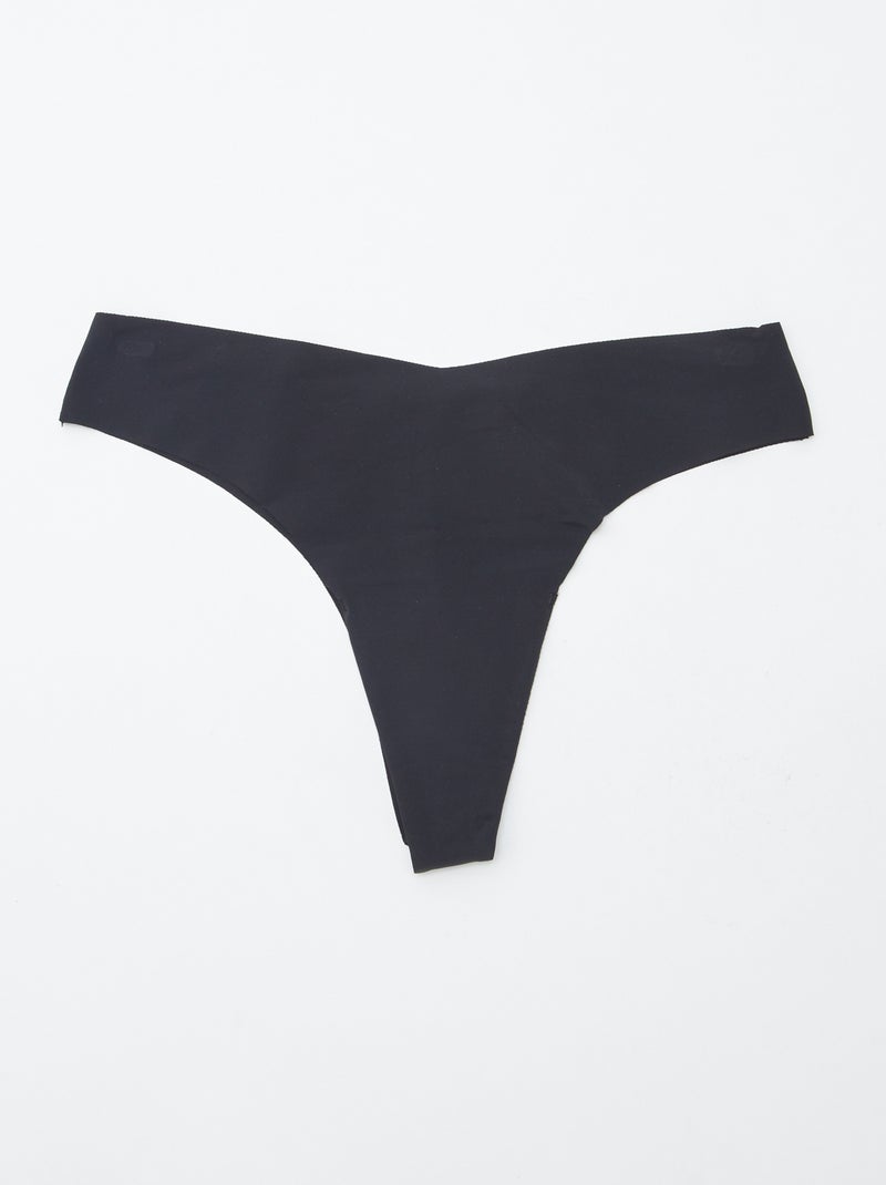 Set van 2 onzichtbare tangaslips in microvezel Zwart - Kiabi