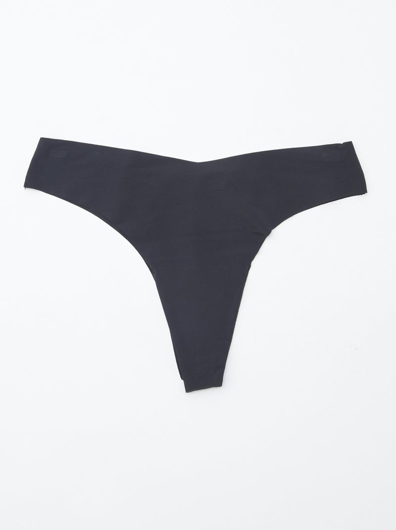 Set van 2 onzichtbare tangaslips in microvezel Zwart - Kiabi