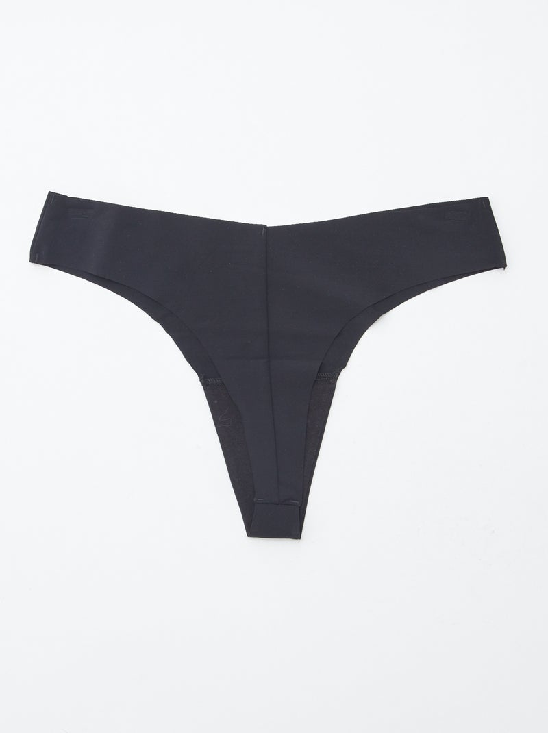 Set van 2 onzichtbare tangaslips in microvezel Zwart - Kiabi