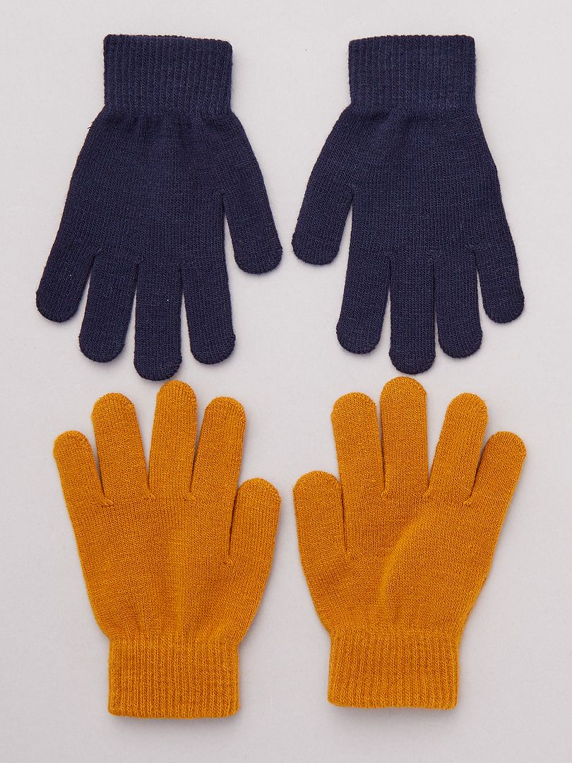 Set van 2 paar effen handschoenen BLAUW - Kiabi