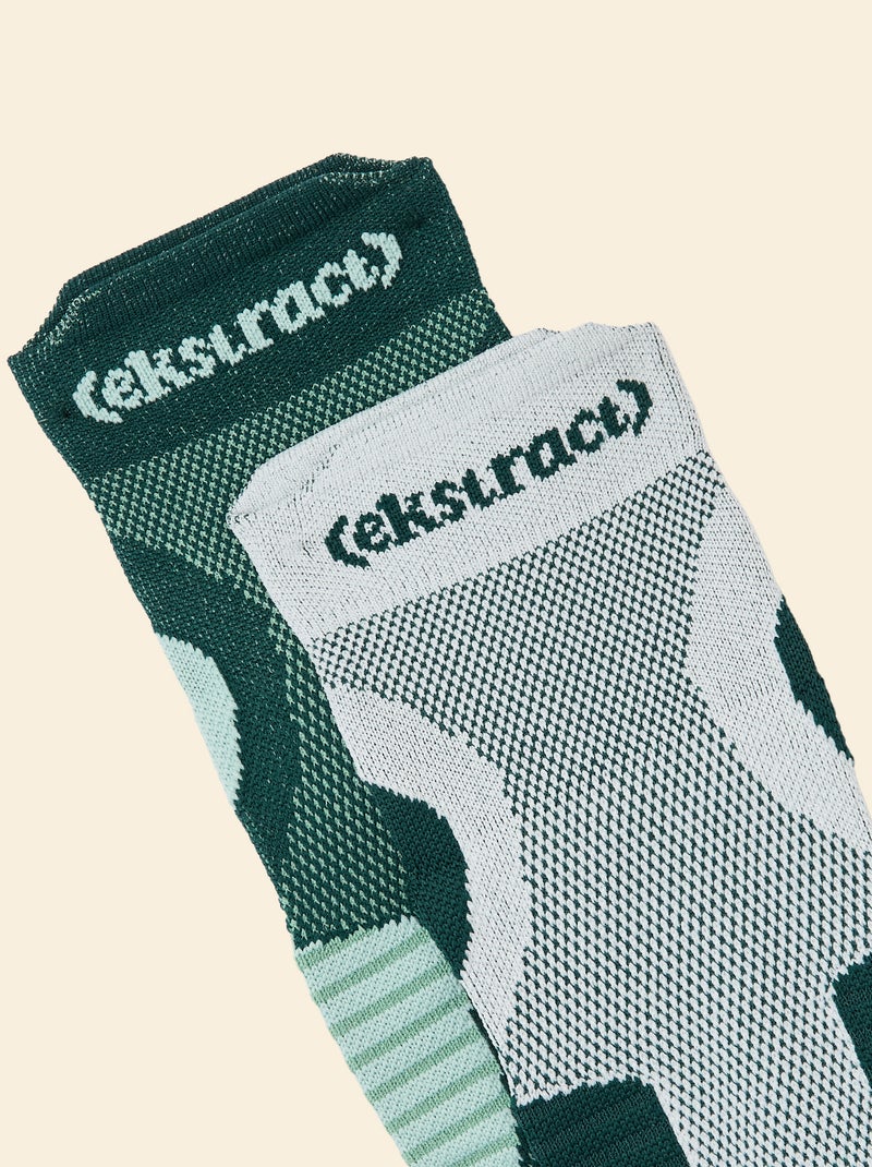 Set van 2 paar (ekstract) compressiekousen van katoen Groen - Kiabi
