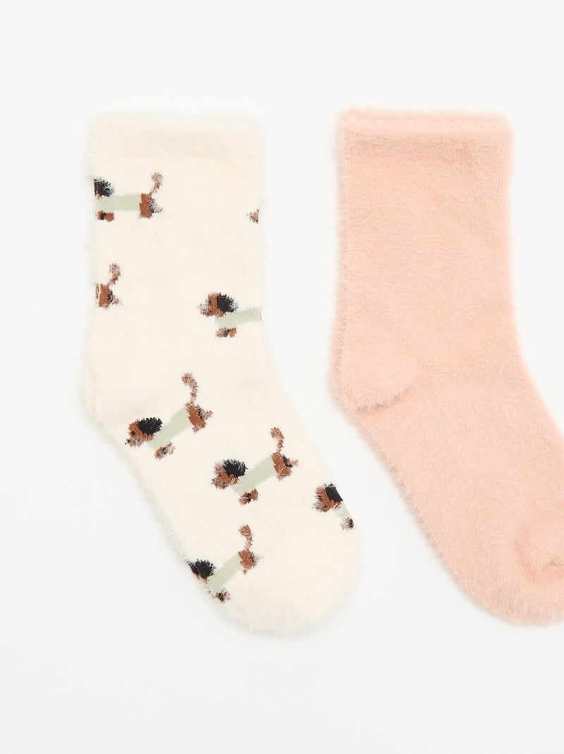 Set van 2 paar fantasie enkelsokken Rose - Kiabi