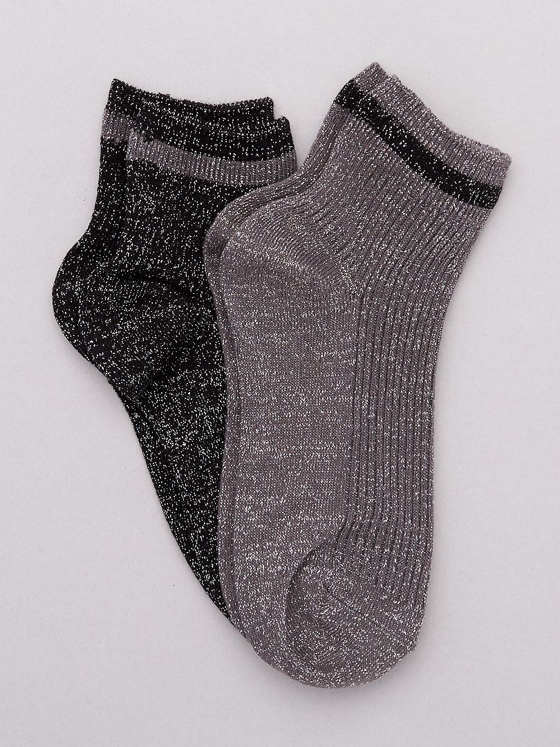 Set van 2 paar lurex sokken grijs - Kiabi