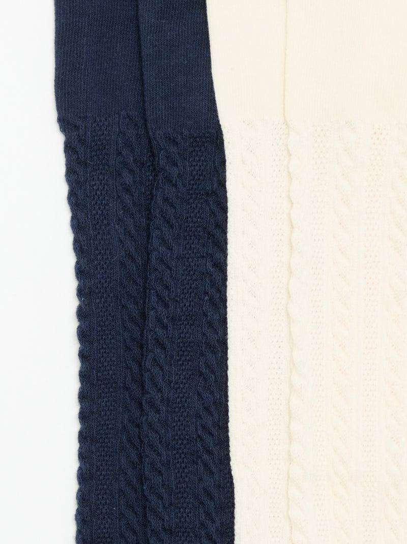 Set van 2 paar panty's met fantasiebreisel Blauw - Kiabi