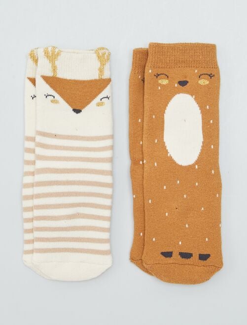 Set van 2 paar sokken met rendiermotiefje - Kiabi