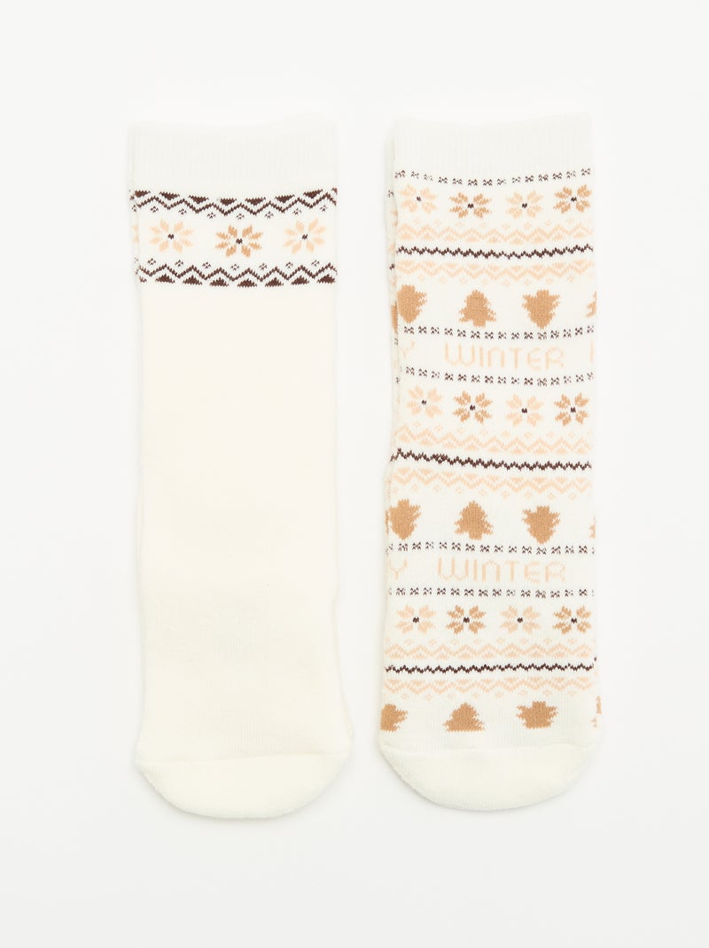 Set van 2 paar warme sokken - Kerst Biege - Kiabi