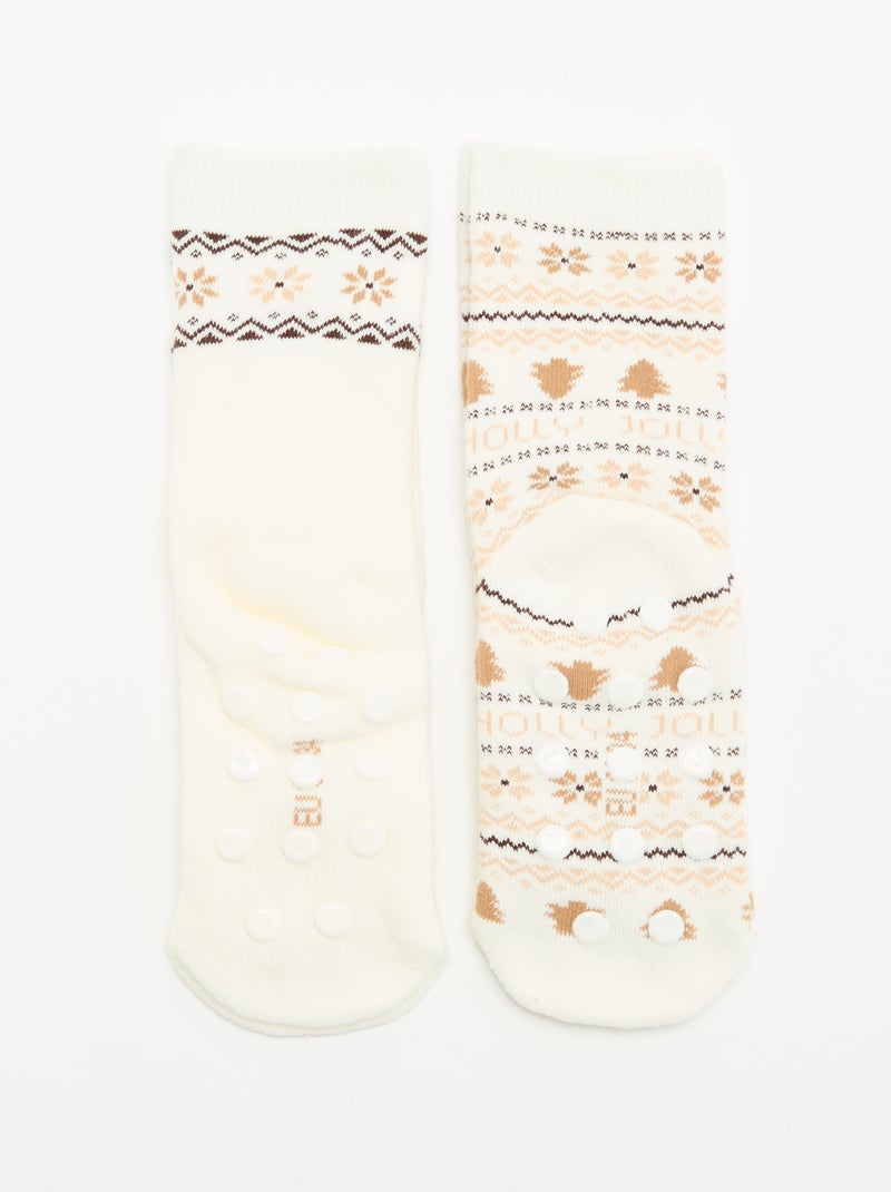Set van 2 paar warme sokken - Kerst Biege - Kiabi