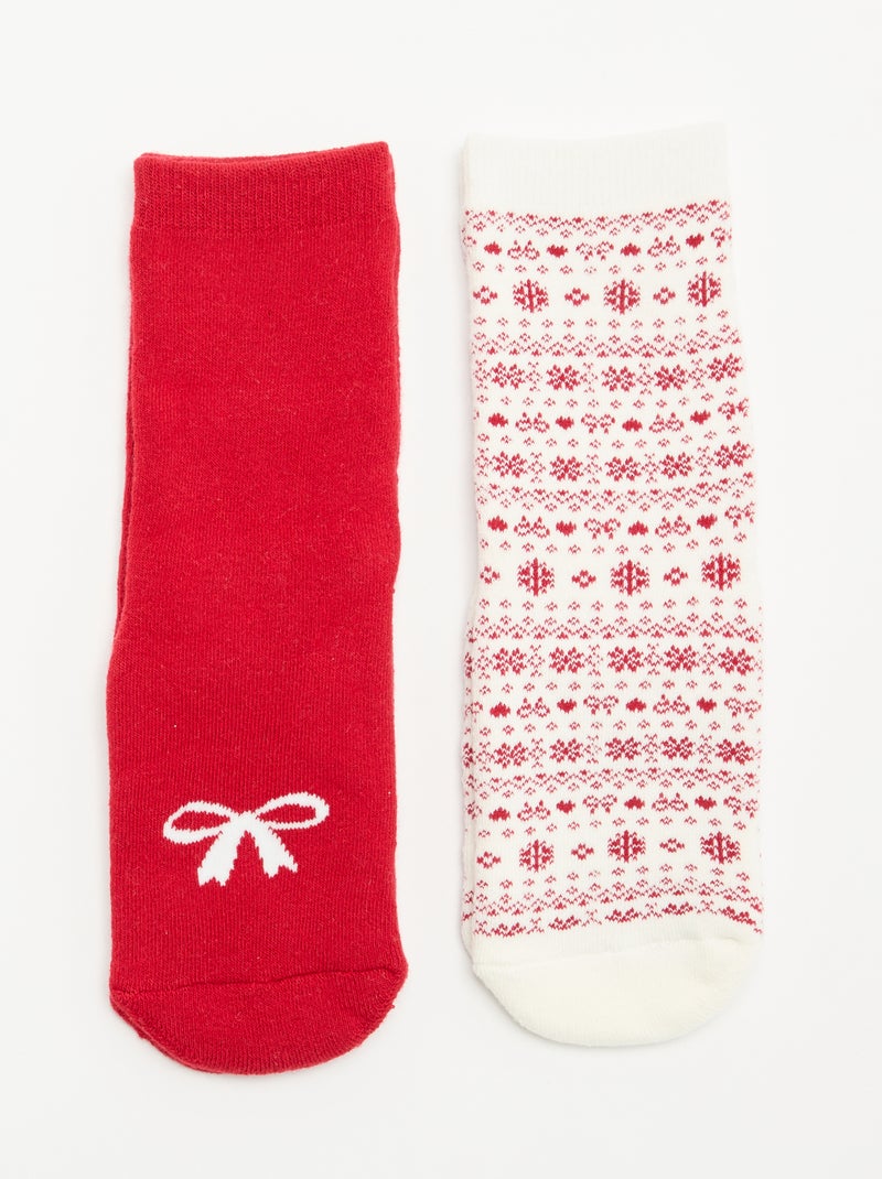 Set van 2 paar warme sokken - Kerst Rood - Kiabi