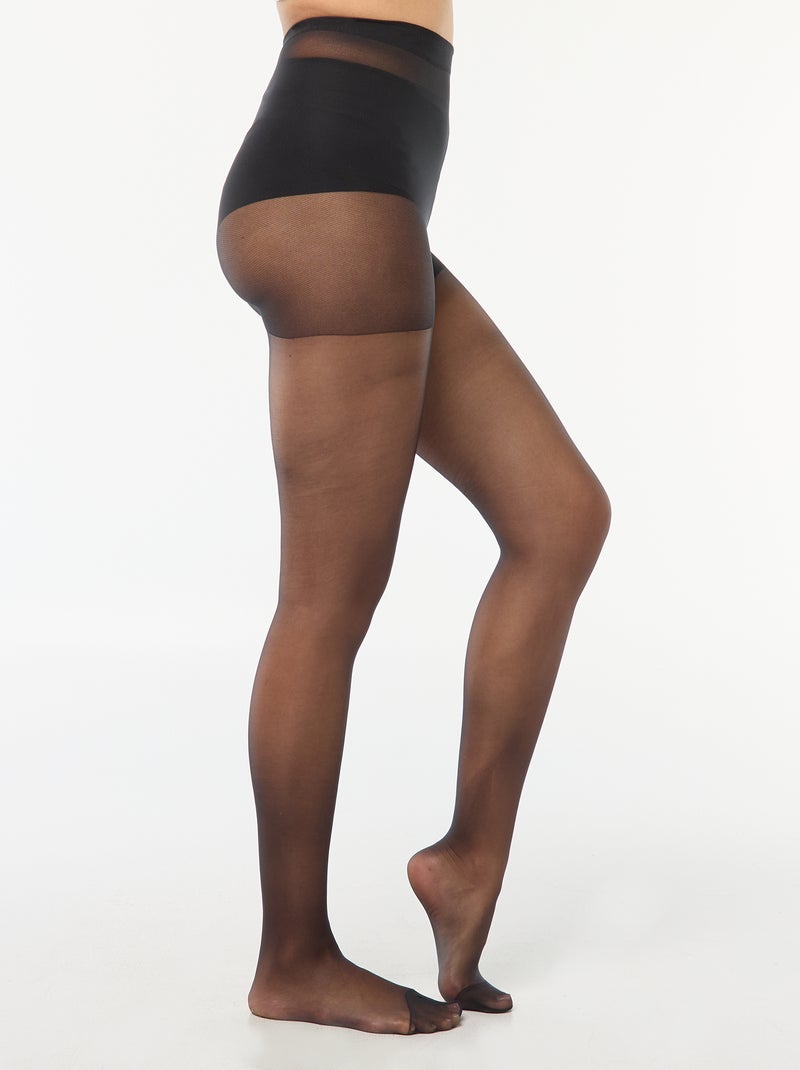 Set van 2 panty's van voile 8D zwart - Kiabi