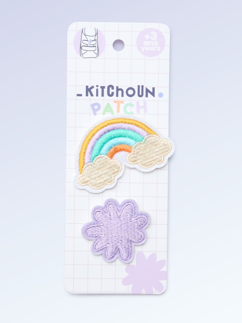 Set van 2 patches om op te schuiven om je sneakers 'Kitchoun' te personaliseren Rose - Kiabi