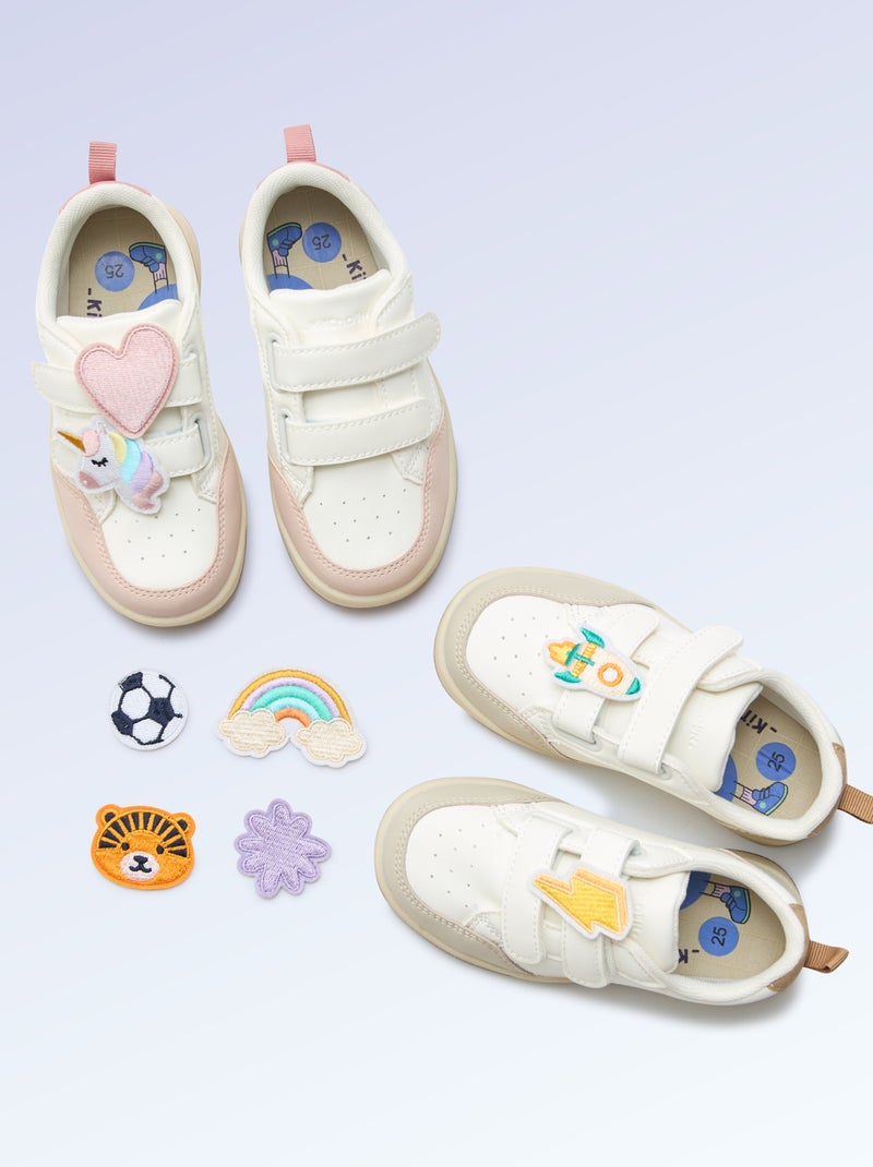 Set van 2 patches om op te schuiven om je sneakers 'Kitchoun' te personaliseren Rose - Kiabi