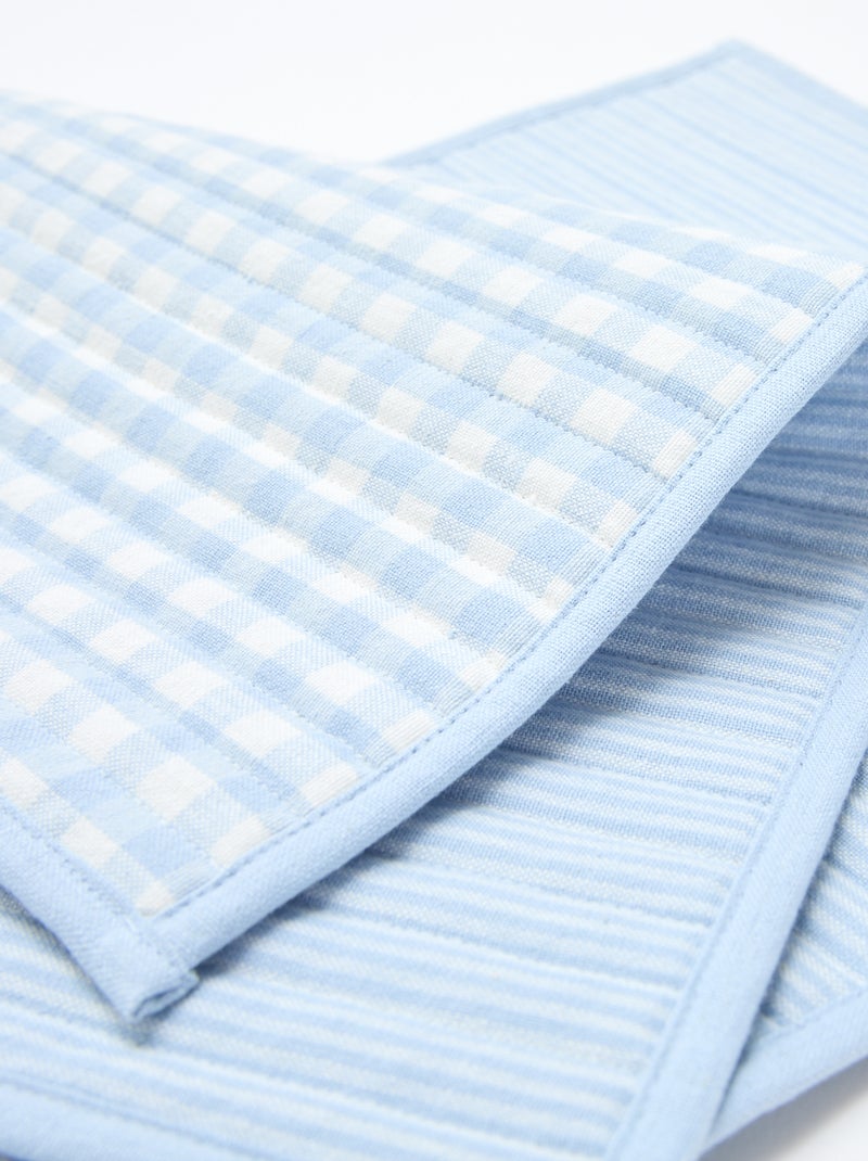 Set van 2 placemats met ruitjes Blauw - Kiabi