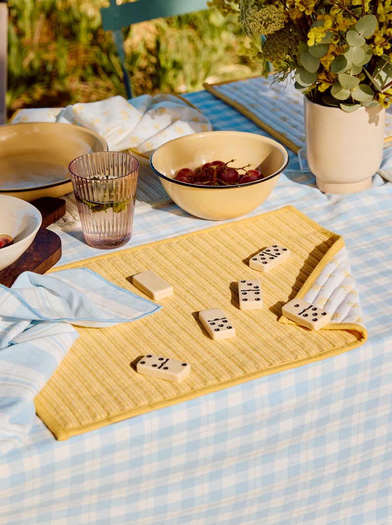 Set van 2 placemats met ruitjes Geel - Kiabi