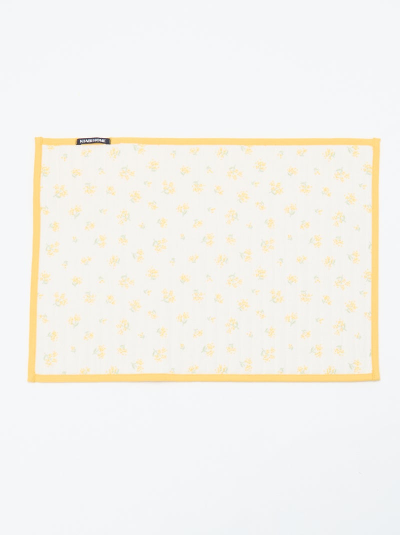 Set van 2 placemats met ruitjes Geel - Kiabi